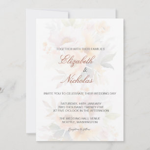 Elegant Floral Minimalist Wedding Invitation
