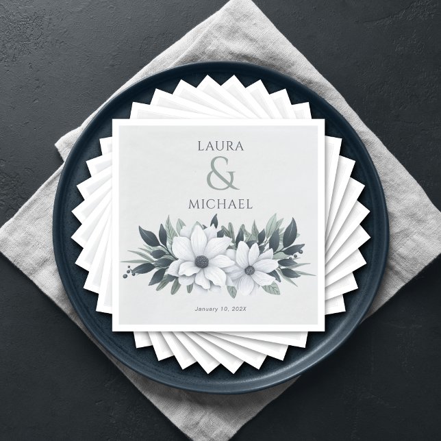 Elegant Floral Mint Teal Napkins (Creator Uploaded)