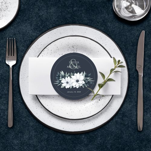 Elegant Floral Mint Teal Round Paper Coaster