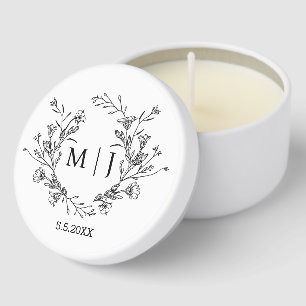 elegant floral modern botanical monogram wedding mini candle favors