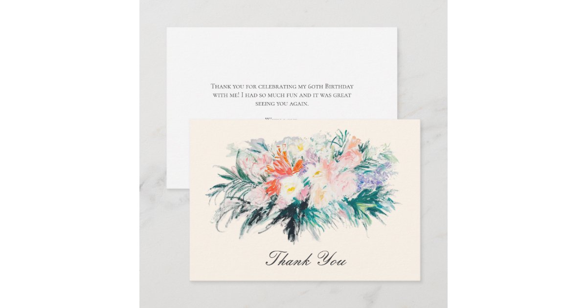 Elegant Floral Modern Flower Bouquet Thank You Card | Zazzle