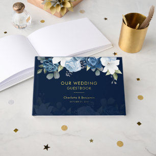 Elegant Floral Modern Wedding Foil Guest Book
