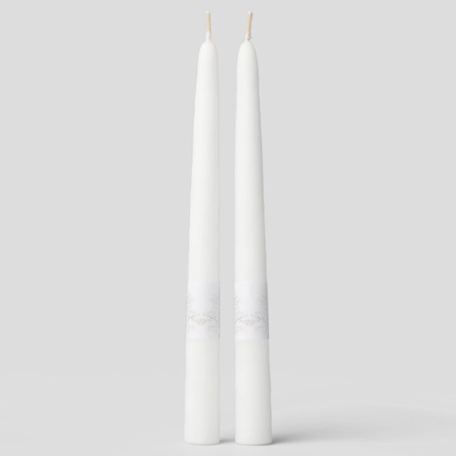 Elegant Floral Modern Wedding Taper Candle (Front)