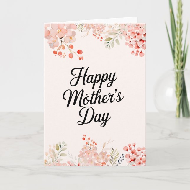 Elegant floral Mom Happy Mothers Day Card (Front)