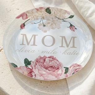 Elegant Floral Mom Keepsake Trinket Tray