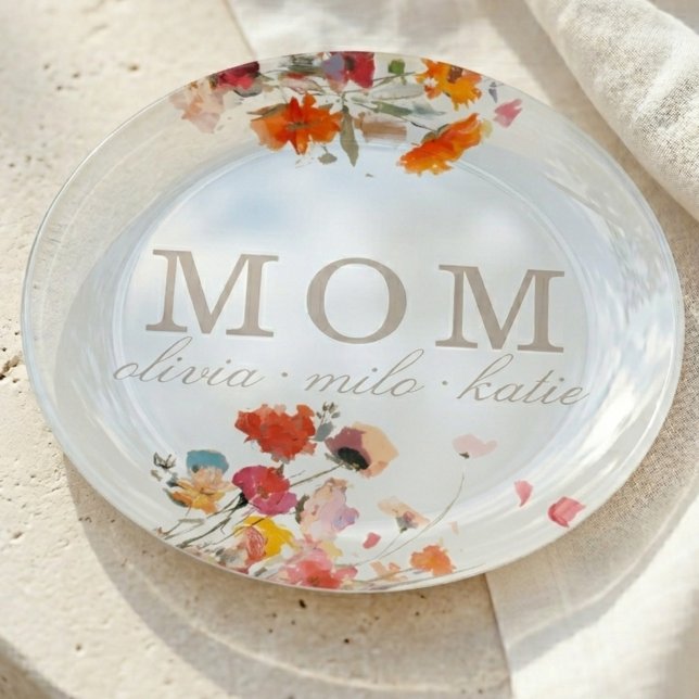 Elegant Floral Mom Keepsake Trinket Tray (Elegant Floral Mom Keepsake Trinket Tray)