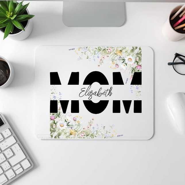 Elegant Floral MOM Personalized Mousepad (Creator Uploaded)