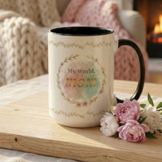 Elegant Floral Mom Quote Watercolor Design Two-Tone Coffee Mug