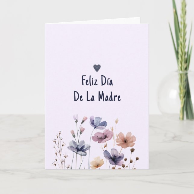 Elegant floral Mom Spanish Happy Mothers Day Card (Front)