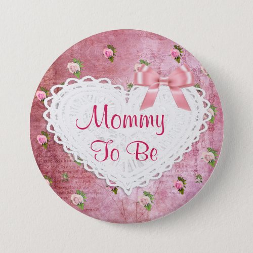 Elegant Floral Mommy to be Baby Shower button
