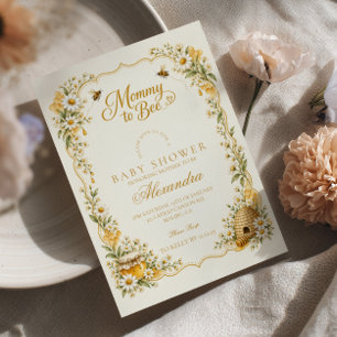 Elegant Floral Mommy to Bee Baby Shower Invitation