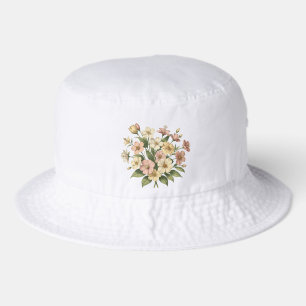 Elegant Floral Monogram Bouquet Design Bucket Hat