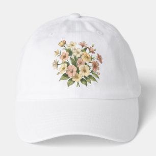 Elegant Floral Monogram Bouquet Design Hat