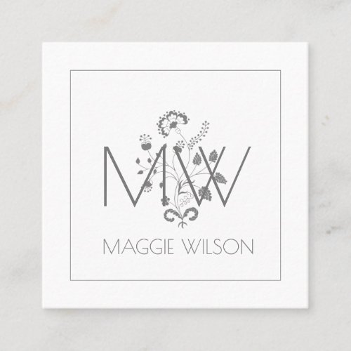 Elegant Floral Monogram Calling Card