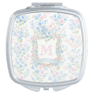 Elegant Floral Monogram Compact Mirror