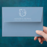 Elegant Floral Monogram Crest Dusty Blue Wedding Envelope<br><div class="desc">Elegant monogram crest dusty blue wedding envelope.</div>