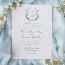 Elegant Floral Monogram Crest Formal Wedding