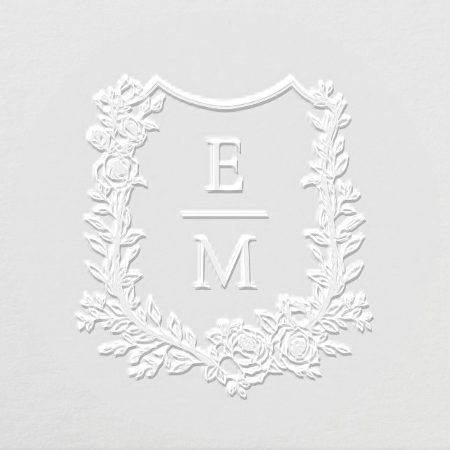 Elegant Floral Monogram Crest Wedding Embosser (Design)