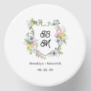 Elegant Floral Monogram Crest Wedding Mini Candle Favors