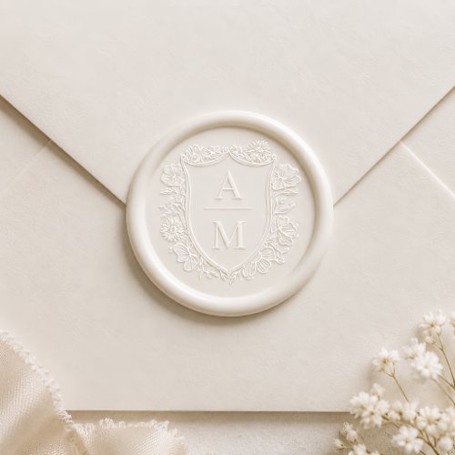Elegant Floral Monogram Crest Wedding Wax Seal Stamp