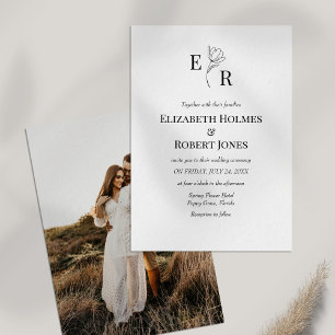 Elegant Floral Monogram Custom Photo Wedding  Invitation