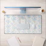 Elegant Floral Monogram Desk Mat<br><div class="desc">Create an elegant, heirloom-inspired workspace with this personalized floral monogram desk mat. Featuring a delicate all-over pattern of soft pastel florals in blush pink, powder blue, and gentle greenery, this design brings timeless charm and a light, airy feel to your desk. The subtle centered monogram framed by an ornate floral...</div>