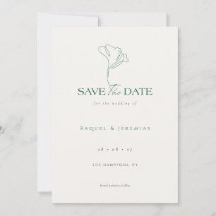 Elegant Floral Monogram Emerald Wedding  Save The Date