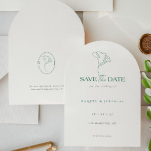 Elegant Floral Monogram Emerald Wedding Save The Date
