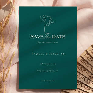 Elegant Floral Monogram Emerald Wedding Save The Date