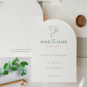 Elegant Floral Monogram Emerald Wedding Save The Date