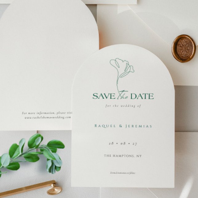 Elegant Floral Monogram Emerald Wedding Save The Date (Creator Uploaded)