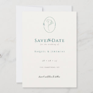 Elegant Floral Monogram Emerald Wedding Save The Date
