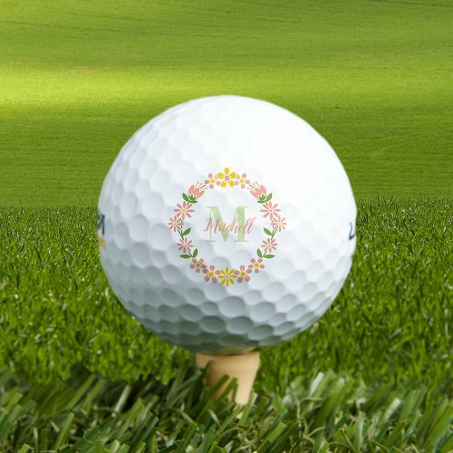 Elegant Floral Monogram Golf Balls
