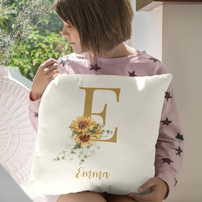 Elegant floral monogram initial name personalized throw pillow (Creator Uploaded)