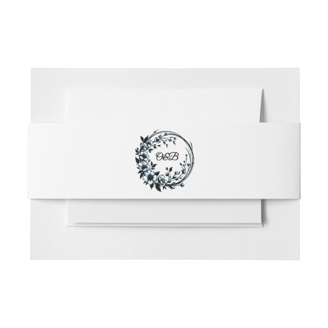 Elegant Floral Monogram Invitation Belly Band (Front Example)