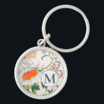 Elegant Floral Monogram Keychain<br><div class="desc">Elegant floral monogram design features a stylish floral pattern with custom monogram initial.</div>