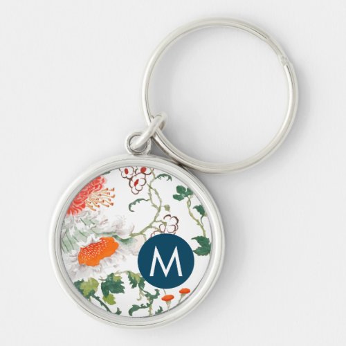 Elegant Floral Monogram Keychain