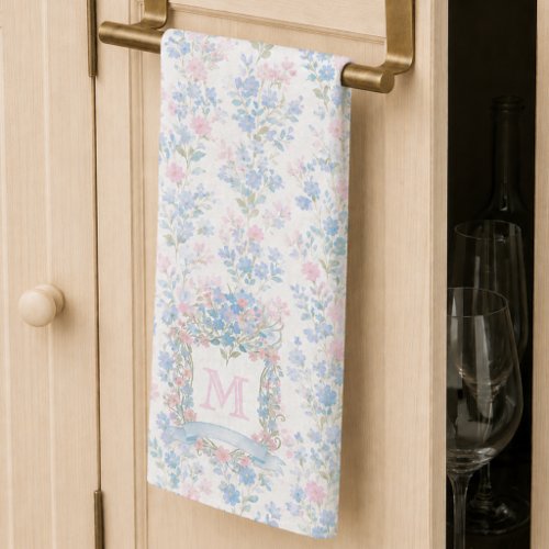 Elegant Floral Monogram Kitchen Towels