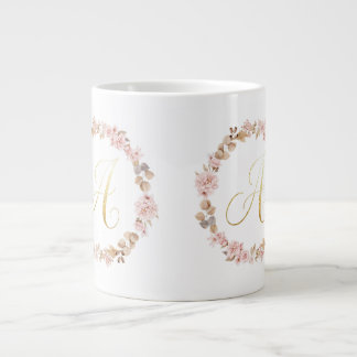 Elegant Floral Monogram Letter A Ceramic Coffee Mu Giant Coffee Mug