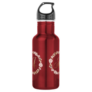 Elegant Floral Monogram Letter A Ceramic Coffee Mu Stainless Steel Water Bottle