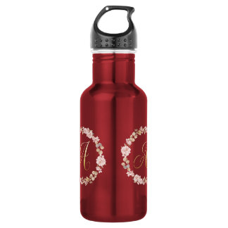 Elegant Floral Monogram Letter A Ceramic Coffee Mu Stainless Steel Water Bottle