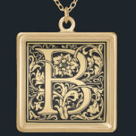 Elegant Floral Monogram Letter B Gold Plated Necklace<br><div class="desc">Cool letter B sample for a monogram elegant swirly for size.
Please request any color you like and any letter.</div>