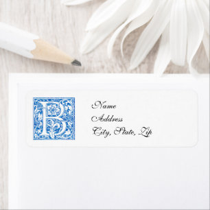 Elegant Floral Monogram Letter B Vintage Label