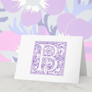 Elegant Floral Monogram Letter B Vintage Note Card