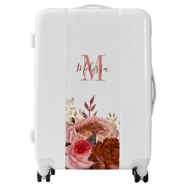 Elegant Floral Monogram Luggage (Front)
