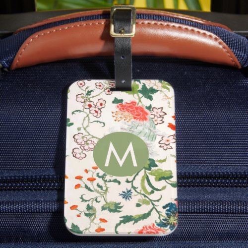 Elegant Floral Monogram Luggage Tag