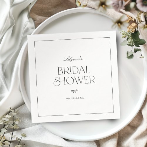 Elegant Floral Monogram Minimalist Bridal Shower Napkins