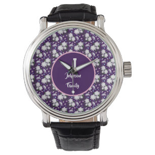 Elegant Floral Monogram Personalized Gift Design Watch