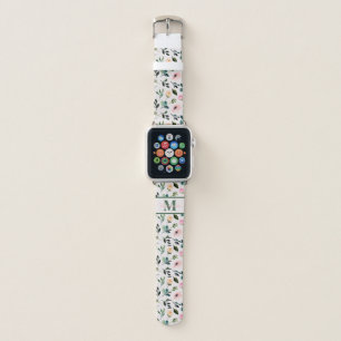 Elegant floral monogram personalized name cute apple watch band