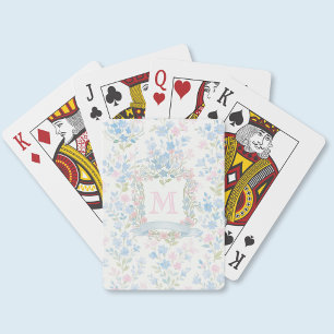 Elegant Floral Monogram Poker Cards